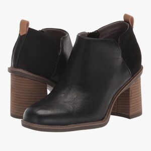 Dr. Scholl’s Roxanne Black Ankle Booties Boots Heel Faux Leather NEW‎ Size 11